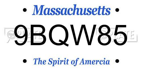 9BQW85 Massachusetts License Plate