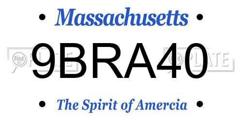 9BRA40 Massachusetts License Plate