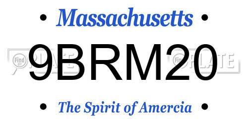 9BRM20 Massachusetts License Plate