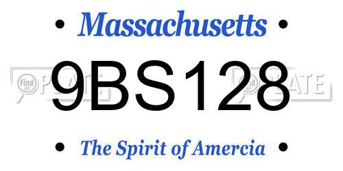 9BS128 Massachusetts License Plate