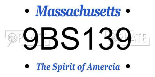9BS139 Massachusetts License Plate