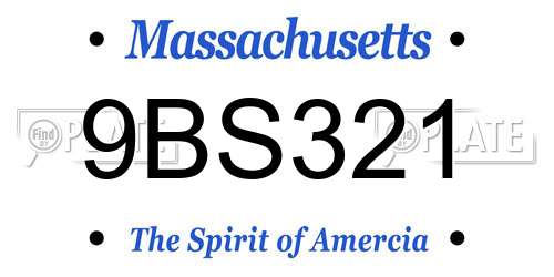 9BS321 Massachusetts License Plate