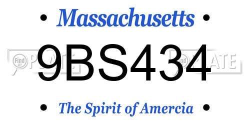 9BS434 Massachusetts License Plate