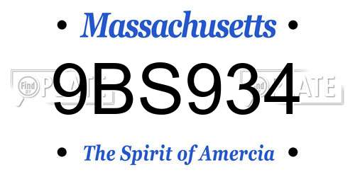 9BS934 Massachusetts License Plate