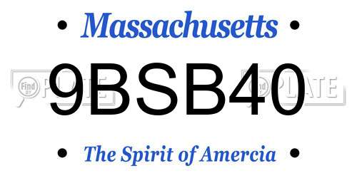 9BSB40 Massachusetts License Plate