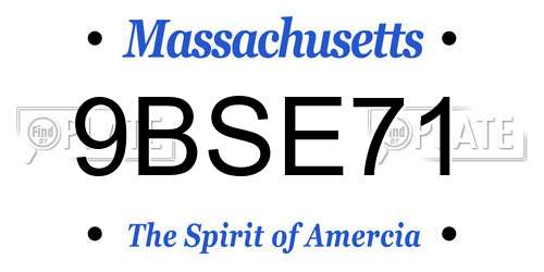 9BSE71 Massachusetts License Plate
