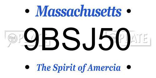 9BSJ50 Massachusetts License Plate