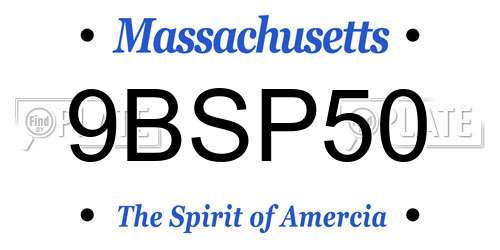 9BSP50 Massachusetts License Plate
