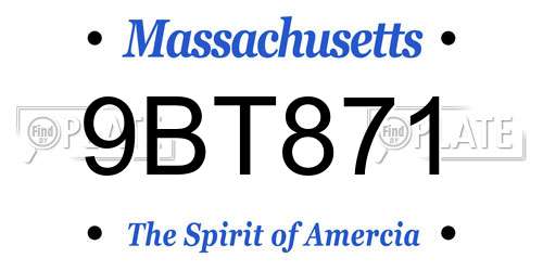 9BT871 Massachusetts License Plate