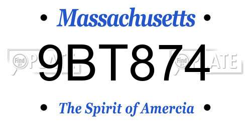 9BT874 Massachusetts License Plate