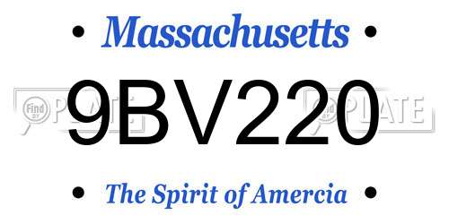 9BV220 Massachusetts License Plate
