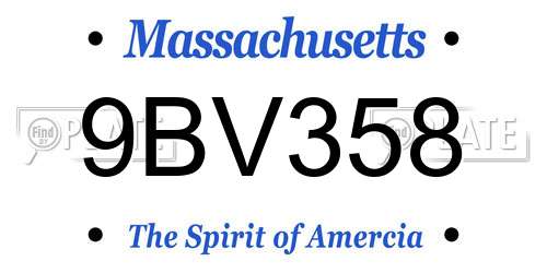 9BV358 Massachusetts License Plate