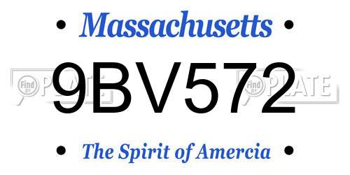 9BV572 Massachusetts License Plate