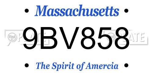 9BV858 Massachusetts License Plate