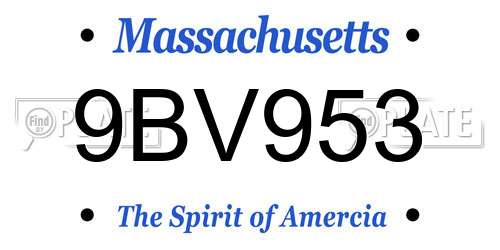 9BV953 Massachusetts License Plate