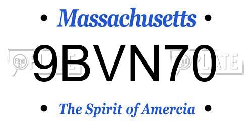 9BVN70 Massachusetts License Plate
