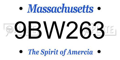 9BW263 Massachusetts License Plate