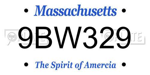 9BW329 Massachusetts License Plate