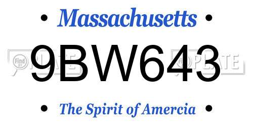 9BW643 Massachusetts License Plate