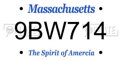 9BW714 Massachusetts License Plate