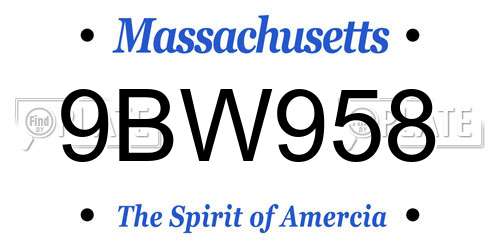 9BW958 Massachusetts License Plate