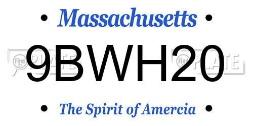 9BWH20 Massachusetts License Plate