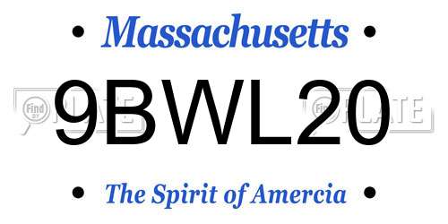 9BWL20 Massachusetts License Plate