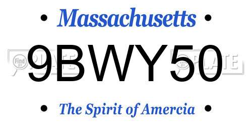 9BWY50 Massachusetts License Plate