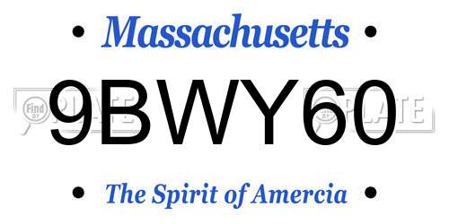 9BWY60 Massachusetts License Plate