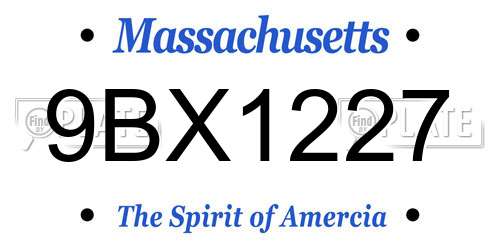 9BX1227 Massachusetts License Plate