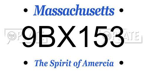9BX153 Massachusetts License Plate