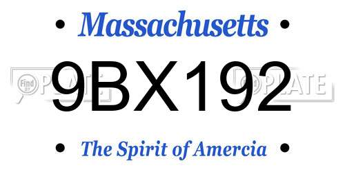 9BX192 Massachusetts License Plate