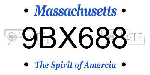 9BX688 Massachusetts License Plate