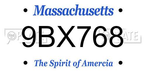 9BX768 Massachusetts License Plate
