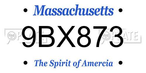 9BX873 Massachusetts License Plate