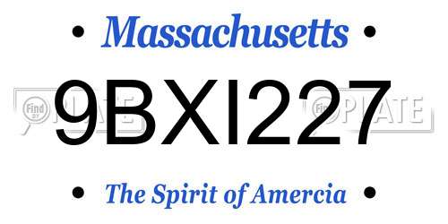 9BXI227 Massachusetts License Plate