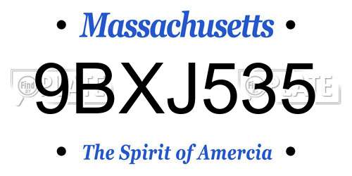 9BXJ535 Massachusetts License Plate