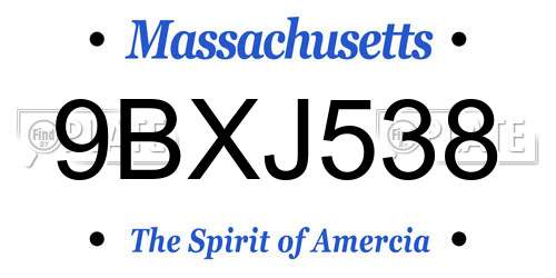 9BXJ538 Massachusetts License Plate