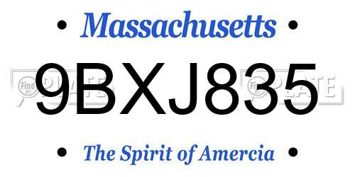 9BXJ835 Massachusetts License Plate