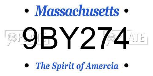 9BY274 Massachusetts License Plate