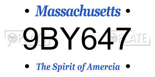 9BY647 Massachusetts License Plate