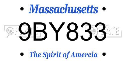 9BY833 Massachusetts License Plate