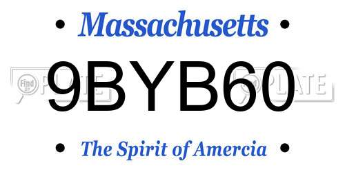 9BYB60 Massachusetts License Plate