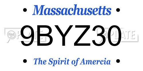 9BYZ30 Massachusetts License Plate