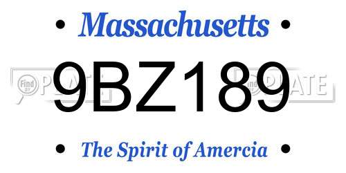 9BZ189 Massachusetts License Plate