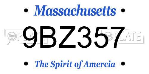9BZ357 Massachusetts License Plate
