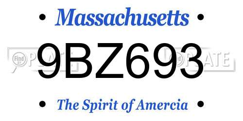 9BZ693 Massachusetts License Plate
