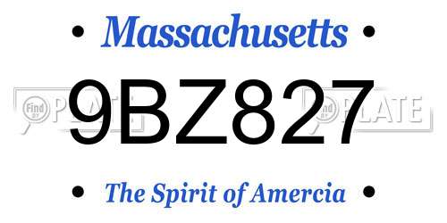 9BZ827 Massachusetts License Plate