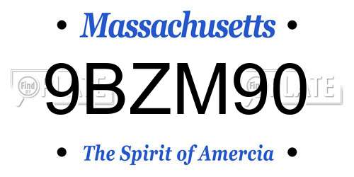9BZM90 Massachusetts License Plate
