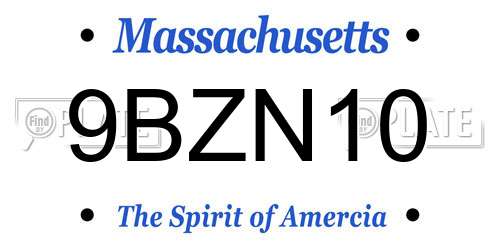 9BZN10 Massachusetts License Plate